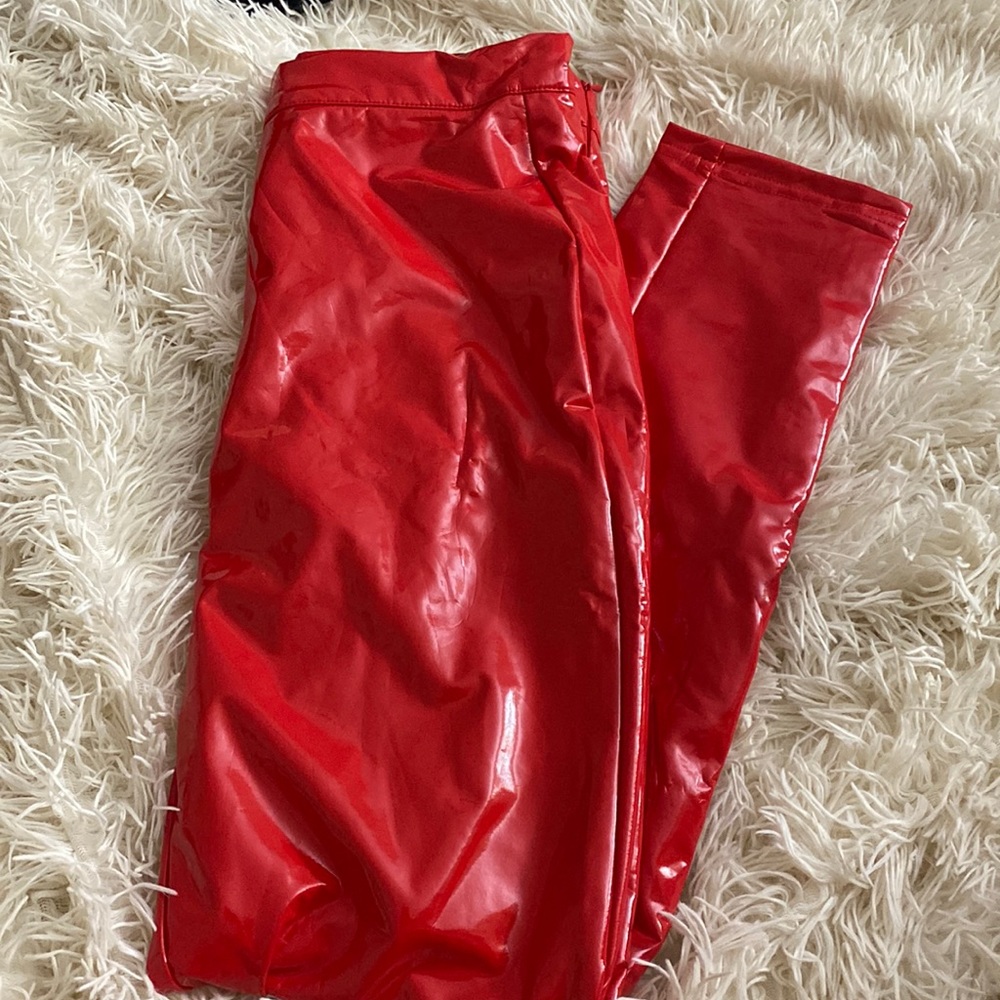 red leather pants